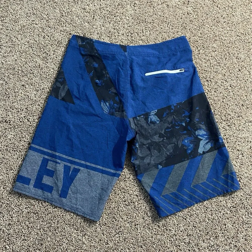 Oakley Boardshorts Mens 32 Blue Black Regular Fit Bathing Suit Swim‎ Trunks Surf